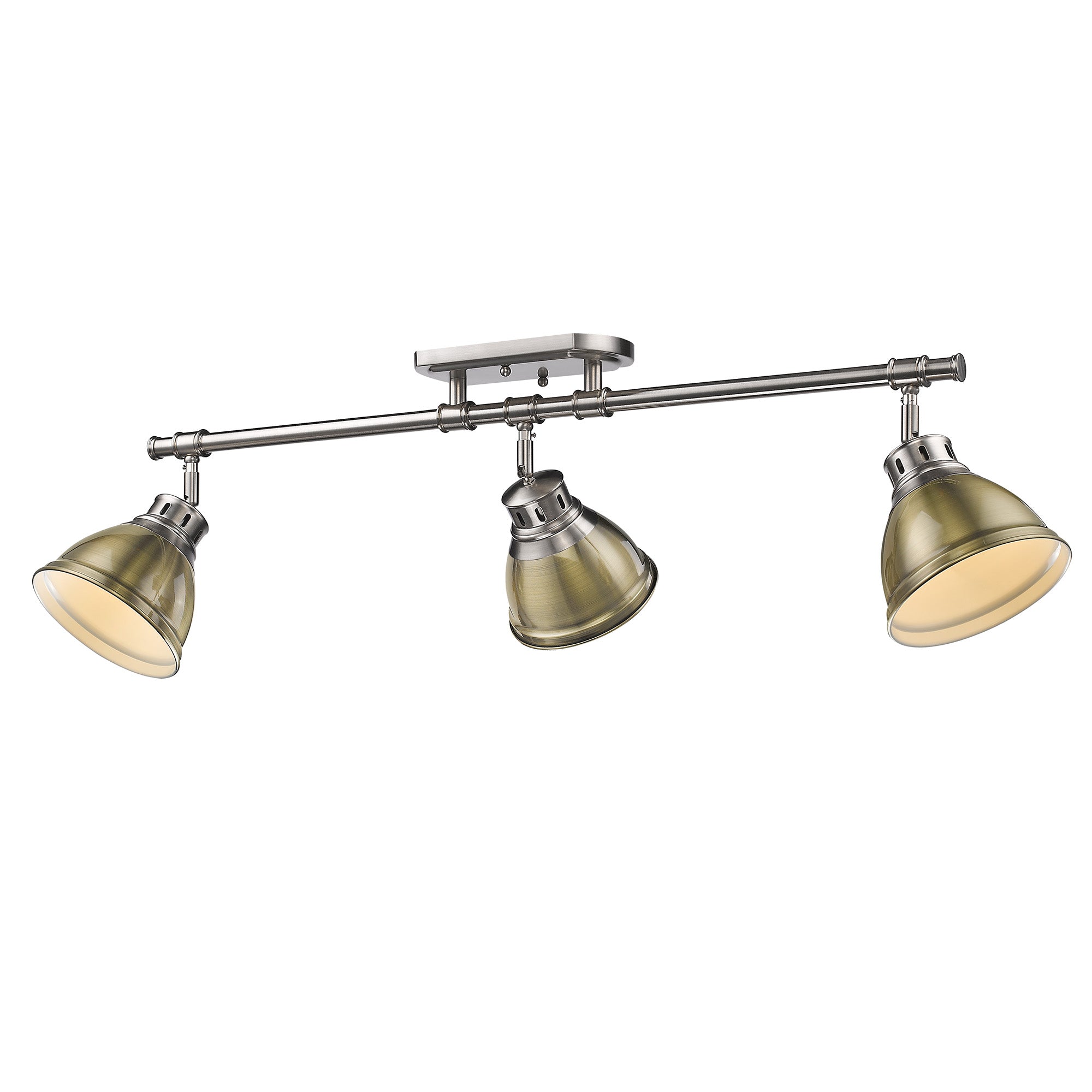 Duncan 3-Light Semi-Flush - Track Light in Pewter with Aged Brass - - Golden Lighting