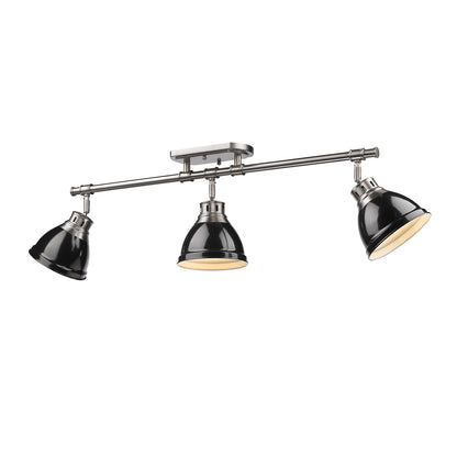 Yep by Golden Lighting Duncan 3-light Semi-Flush Mount in Pewter and Black shade