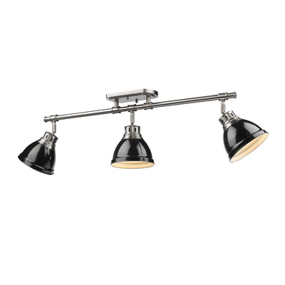 Yep by Golden Lighting Duncan 3-light Semi-Flush Mount in Pewter and Black shade - Default Title - Golden Lighting