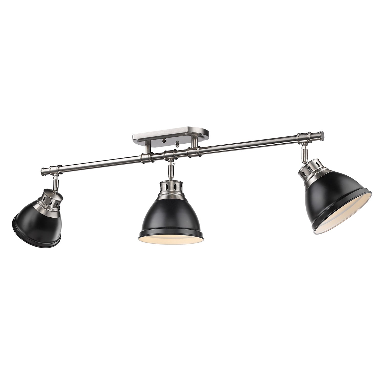 Duncan 3-Light Semi-Flush - Track Light in Pewter with Matte Black - - Golden Lighting