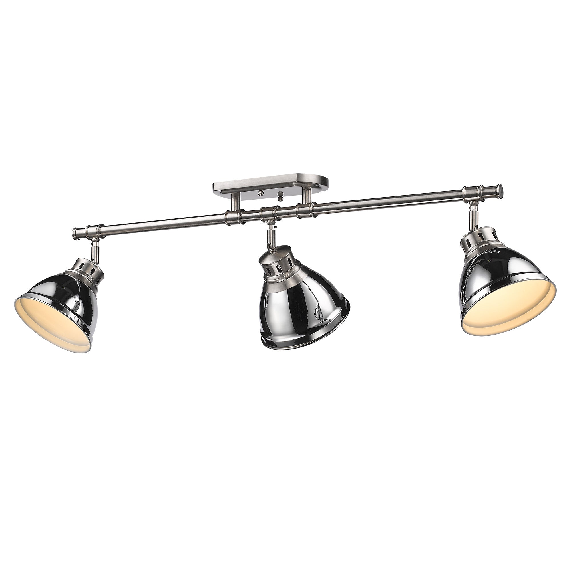 Duncan 3-Light Semi-Flush - Track Light in Pewter with Chrome - - Golden Lighting