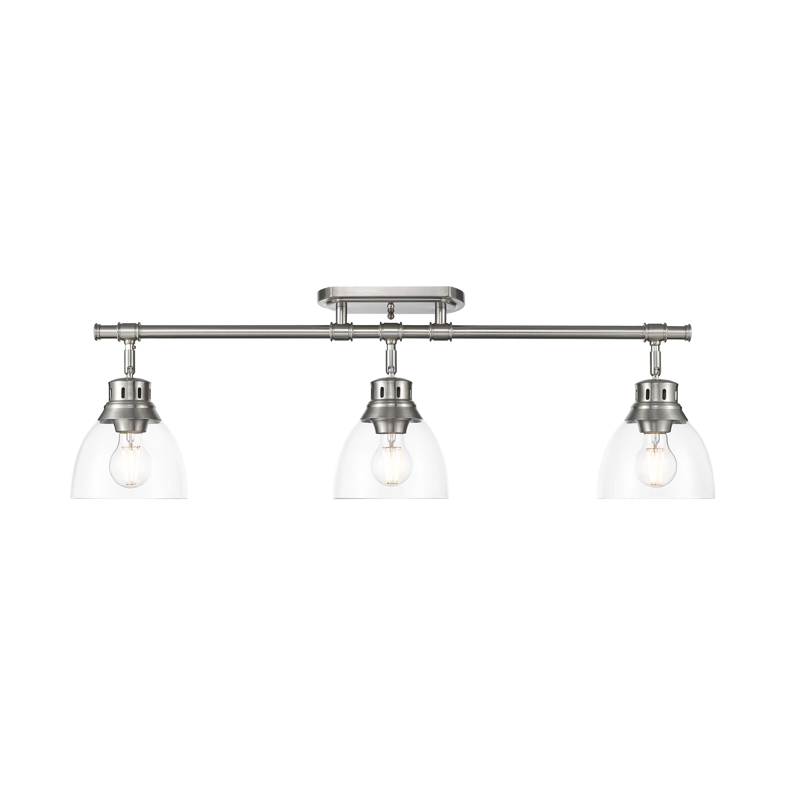 Duncan 3-Light Semi-Flush - Track Light in Pewter with Clear Glass - - Golden Lighting