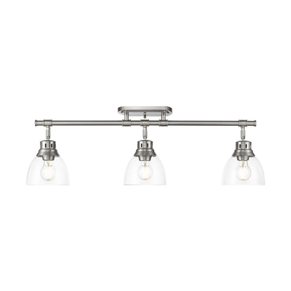 Duncan 3-Light Semi-Flush - Track Light in Pewter with Clear Glass - - Golden Lighting