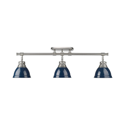 Yep by Golden Lighting Duncan 3-light Semi-Flush Mount in Pewter and Navy Blue shade - - Golden Lighting