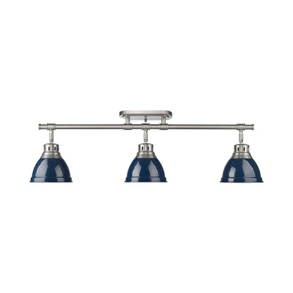 Yep by Golden Lighting Duncan 3-light Semi-Flush Mount in Pewter and Navy Blue shade - - Golden Lighting