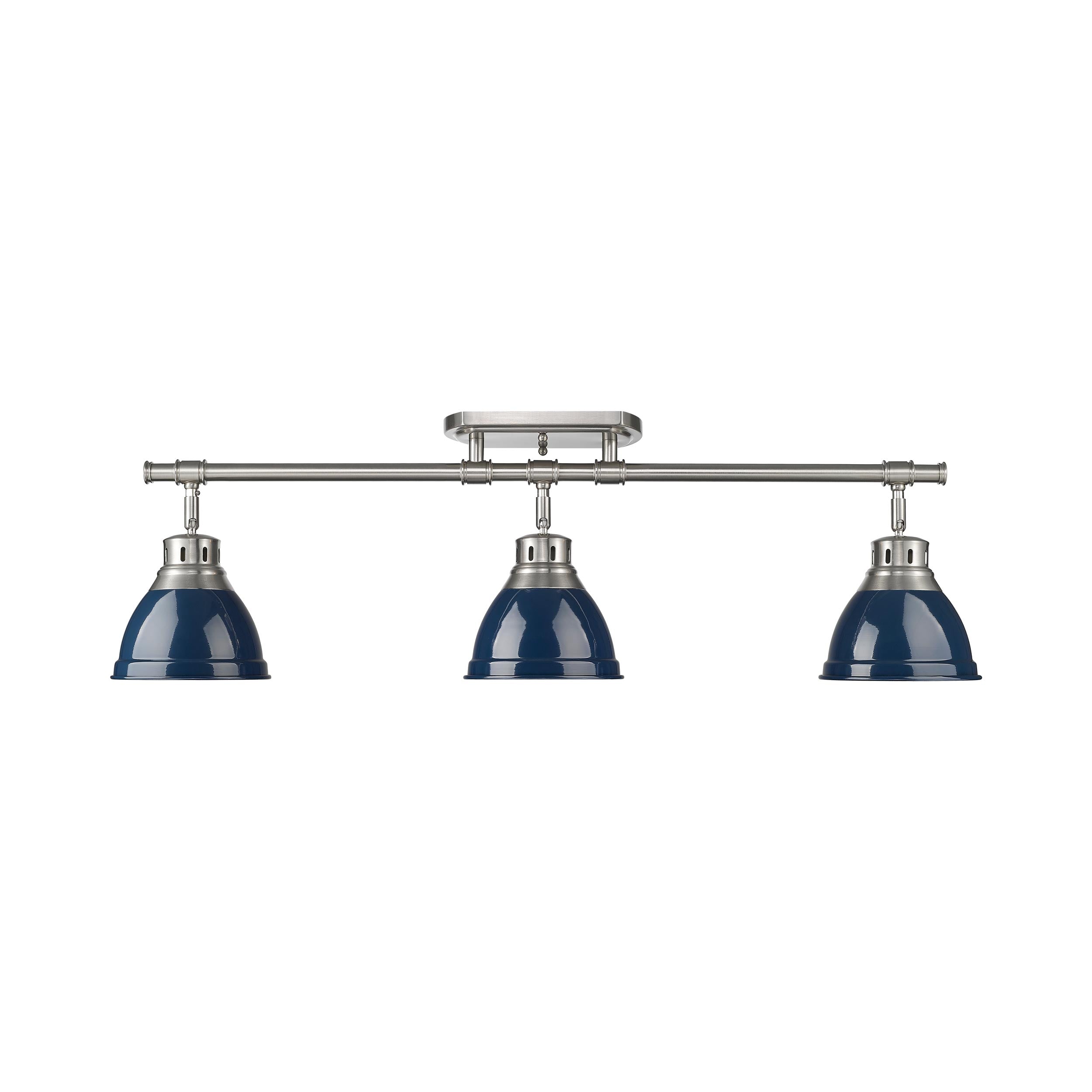 Duncan 3-Light Semi-Flush - Track Light in Pewter with Matte Navy - - Golden Lighting