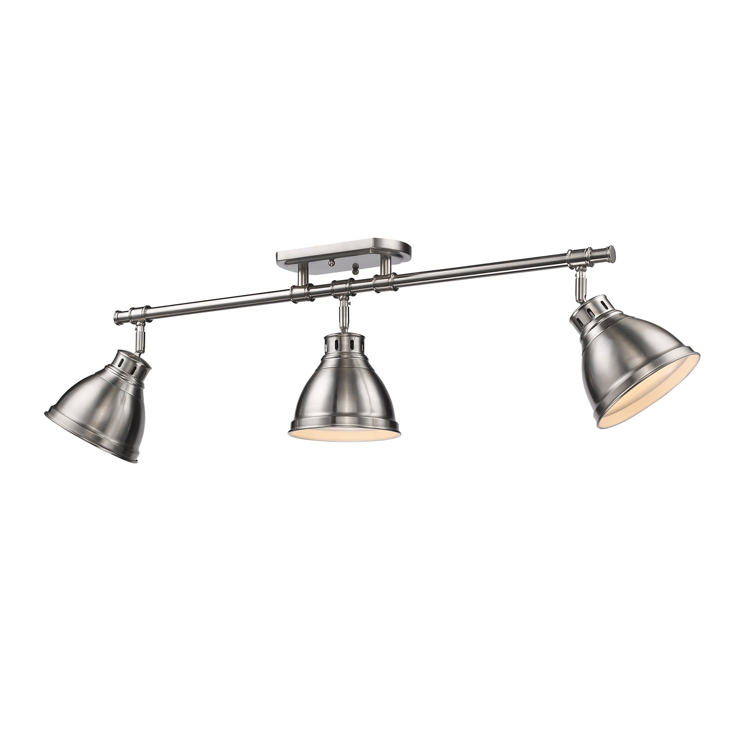 Duncan 3 Light Semi-Flush - Track Light in Pewter with Pewter Shades - - Golden Lighting