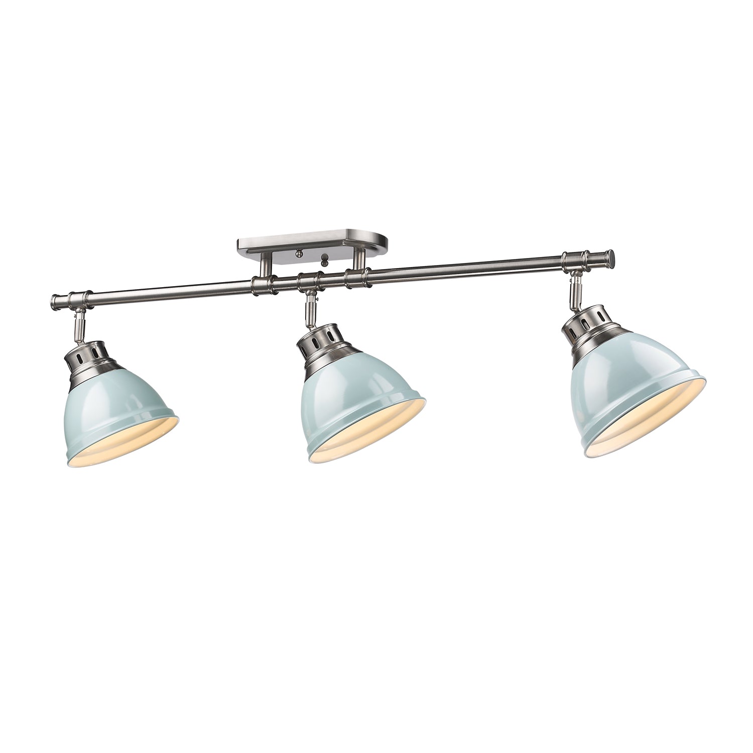 Duncan 3-Light Semi-Flush - Track Light in Pewter with Seafoam - Default Title - Golden Lighting