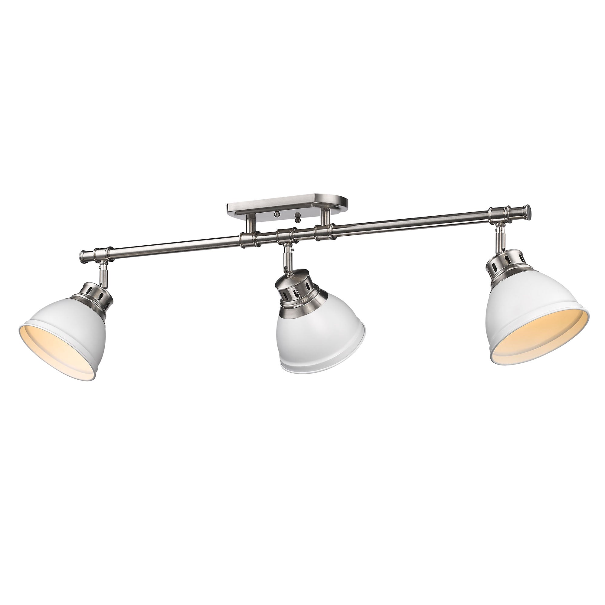 Duncan 3-Light Semi-Flush - Track Light in Pewter with Matte White - - Golden Lighting