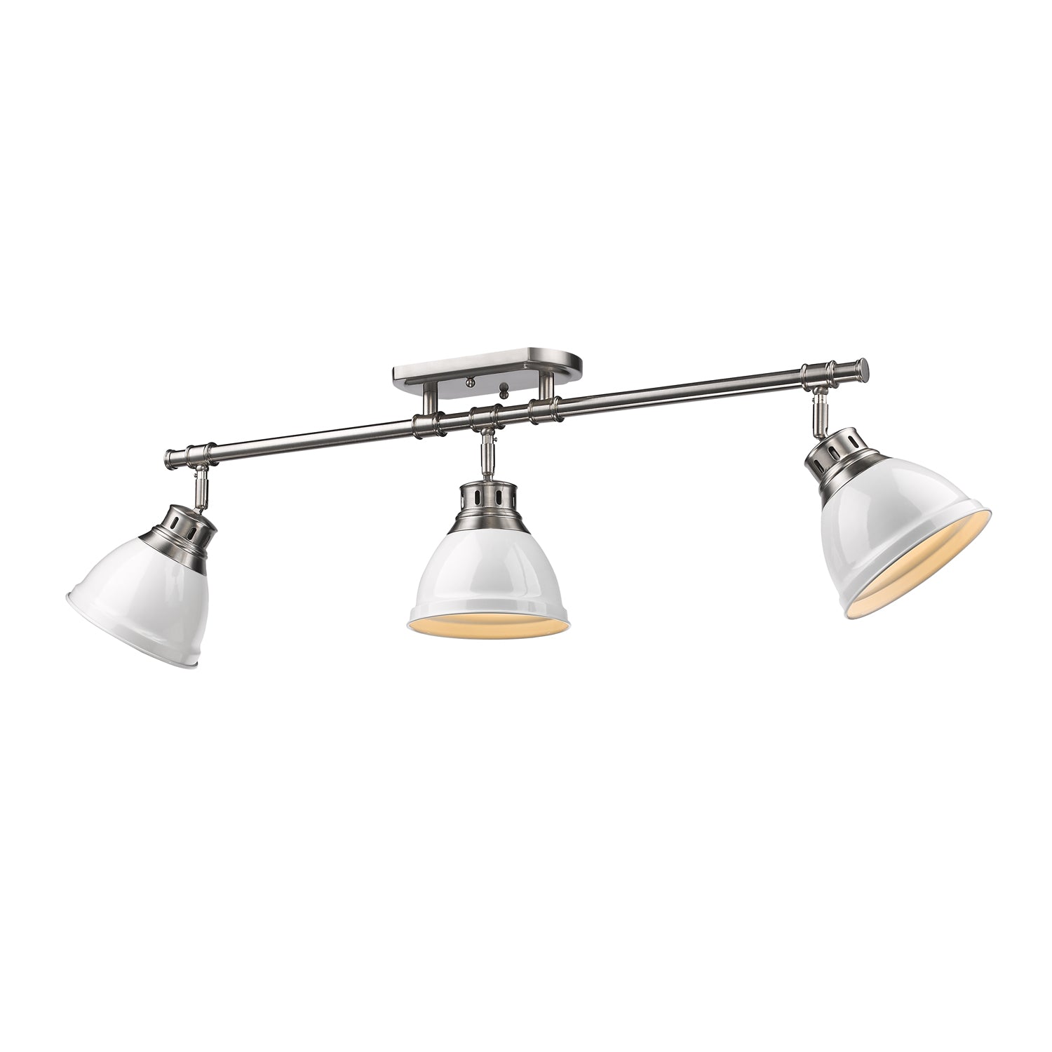 Duncan 3-Light Semi-Flush - Track Light in Pewter with White - - Golden Lighting