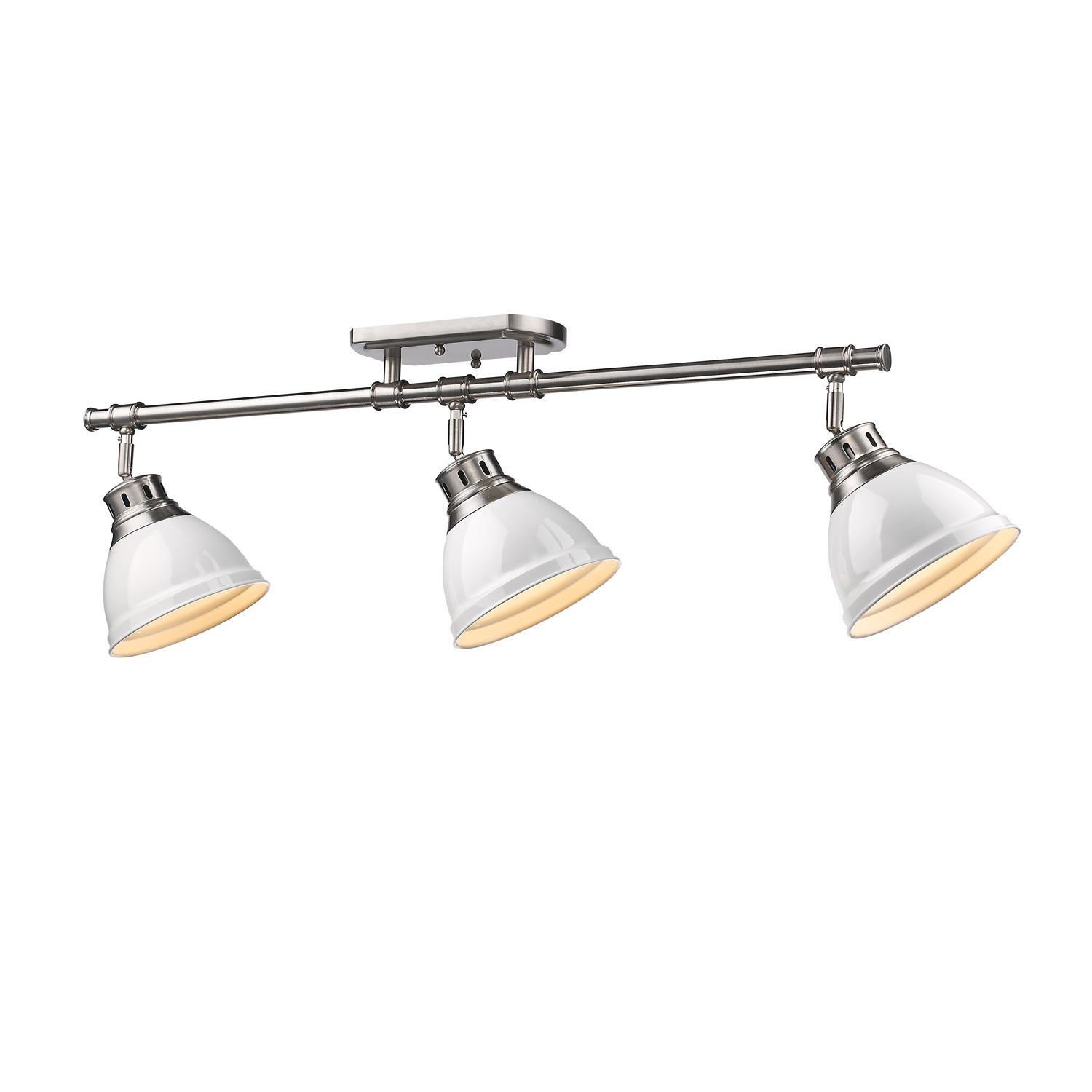 Yep by Golden Lighting Duncan 3-light Semi-Flush Mount in Pewter and White shade - - Golden Lighting