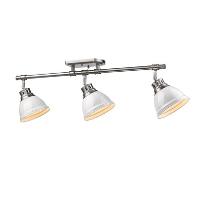 Duncan 3-Light Semi-Flush - Track Light in Pewter with White - Default Title - Golden Lighting