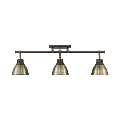 Yep by Golden Lighting Duncan 3-light Semi-Flush Mount in Rubbed Bronze and Aged Brass shade - - Golden Lighting