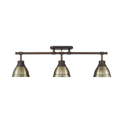 Yep by Golden Lighting Duncan 3-light Semi-Flush Mount in Rubbed Bronze and Aged Brass shade - - Golden Lighting
