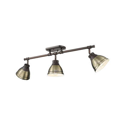 Yep by Golden Lighting Duncan 3-light Semi-Flush Mount in Rubbed Bronze and Aged Brass shade - Default Title - Golden Lighting