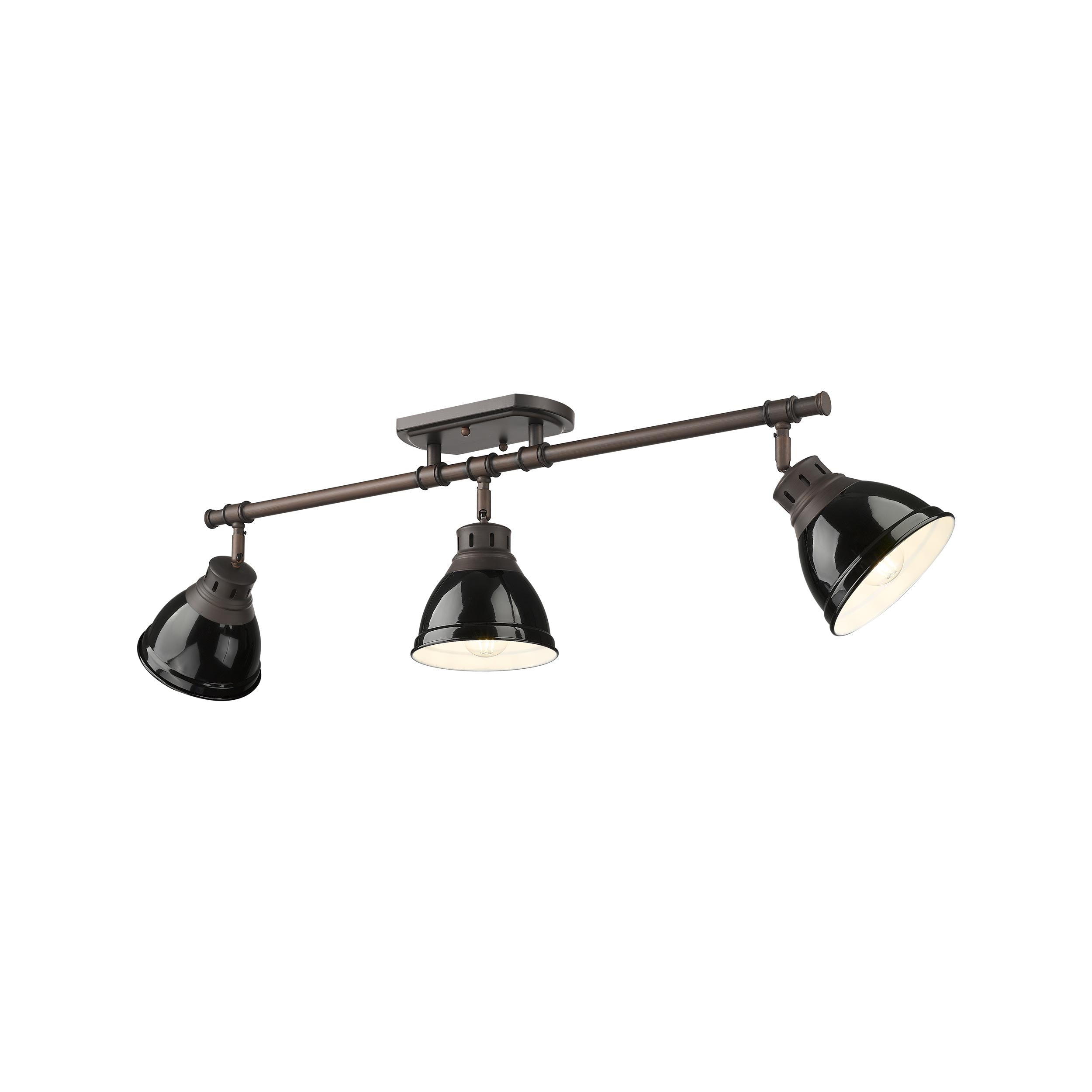 Duncan 3-Light Semi-Flush - Track Light in Rubbed Bronze with Black - Default Title - Golden Lighting