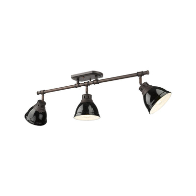 Yep by Golden Lighting Duncan 3-light Semi-Flush Mount in Rubbed Bronze and Black shade - Default Title - Golden Lighting