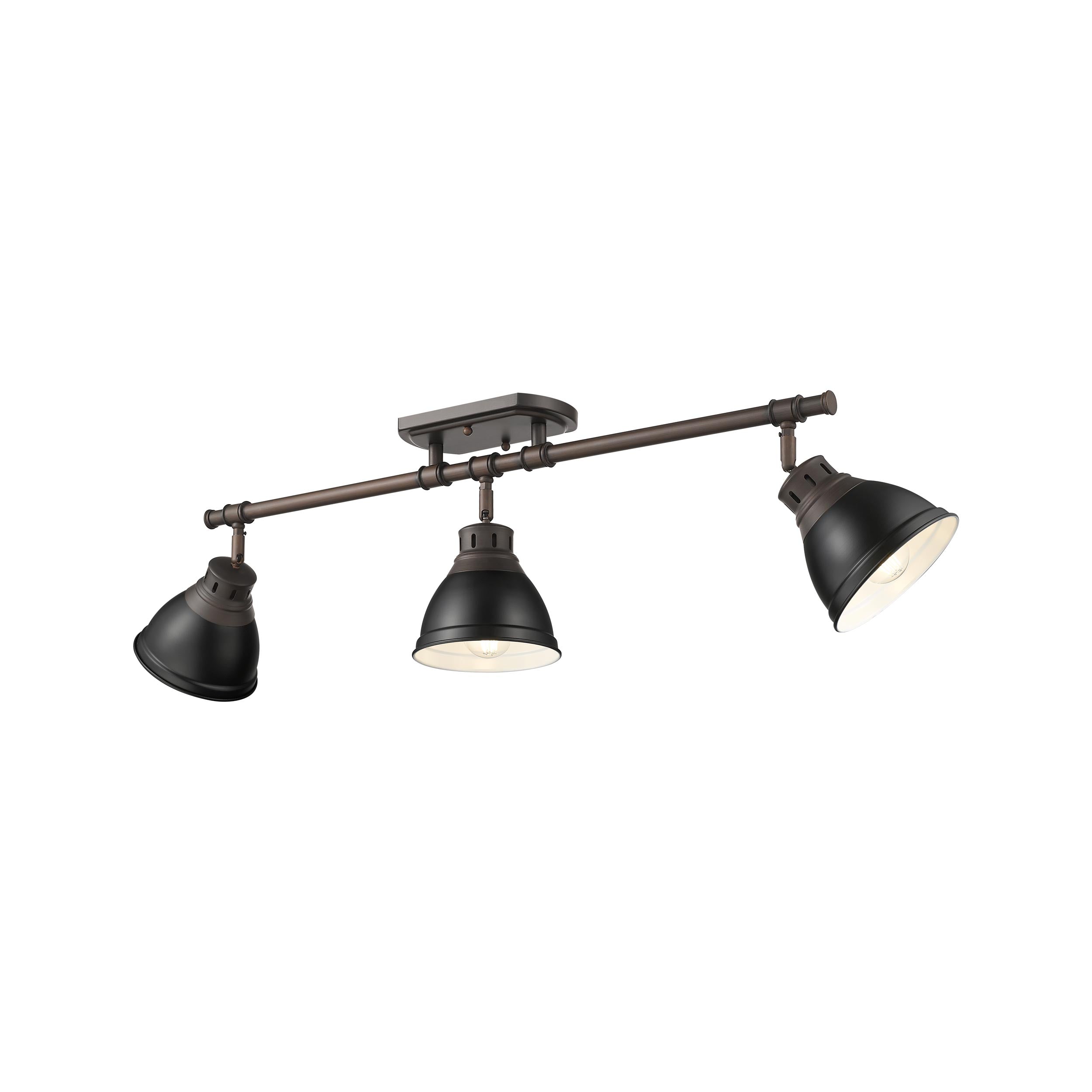 Duncan 3-Light Semi-Flush - Track Light in Rubbed Bronze with Matte Black - Default Title - Golden Lighting