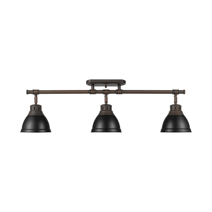 Yep by Golden Lighting Duncan 3-light Semi-Flush Mount in Rubbed Bronze and Matte Black shade