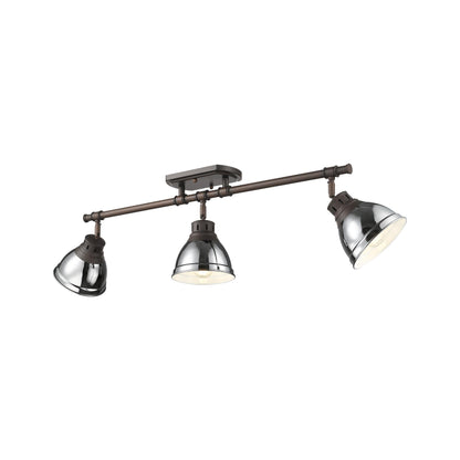 Duncan 3-Light Semi-Flush - Track Light in Rubbed Bronze with Chrome - Default Title - Golden Lighting