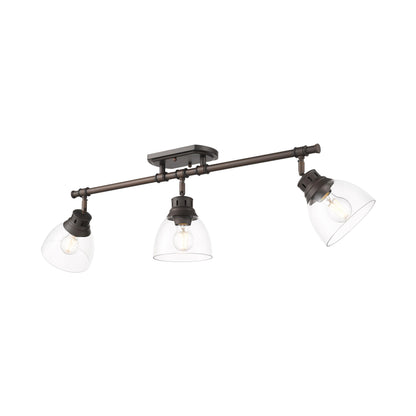 Yep by Golden Lighting Duncan 3-light Semi-Flush Mount in Rubbed Bronze and Clear Glass - - Golden Lighting