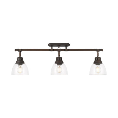 Yep by Golden Lighting Duncan 3-light Semi-Flush Mount in Rubbed Bronze and Clear Glass - - Golden Lighting