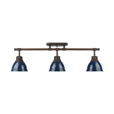 Yep by Golden Lighting Duncan 3-light Semi-Flush Mount in Rubbed Bronze and Navy Blue shade - - Golden Lighting