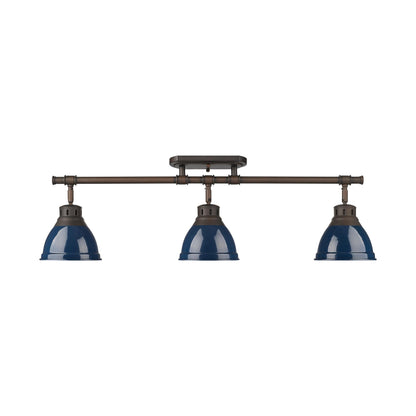 Yep by Golden Lighting Duncan 3-light Semi-Flush Mount in Rubbed Bronze and Navy Blue shade - - Golden Lighting