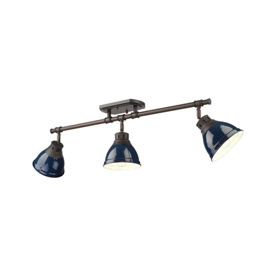 Yep by Golden Lighting Duncan 3-light Semi-Flush Mount in Rubbed Bronze and Navy Blue shade - Default Title - Golden Lighting