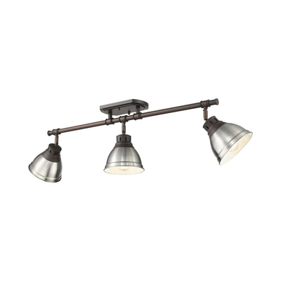 Yep by Golden Lighting Duncan 3-light Semi-Flush Mount in Rubbed Bronze and Pewter shade - Default Title - Golden Lighting