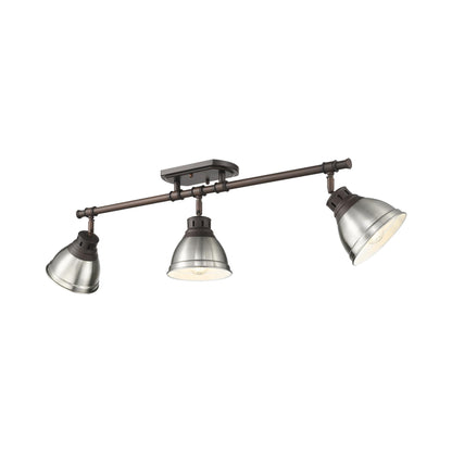 Yep by Golden Lighting Duncan 3-light Semi-Flush Mount in Rubbed Bronze and Pewter shade - - Golden Lighting