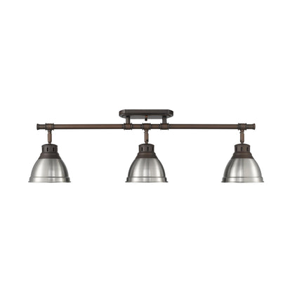 Yep by Golden Lighting Duncan 3-light Semi-Flush Mount in Rubbed Bronze and Pewter shade - - Golden Lighting