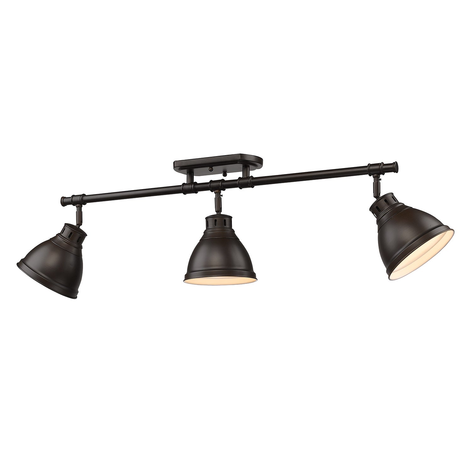 Duncan 3 Light Semi-Flush - Track Light in Rubbed Bronze with Rubbed Bronze Shades - - Golden Lighting