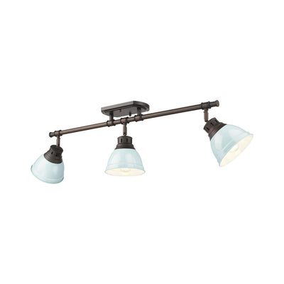 Yep by Golden Lighting Duncan 3-light Semi-Flush Mount in Rubbed Bronze and Seafoam shade - Default Title - Golden Lighting