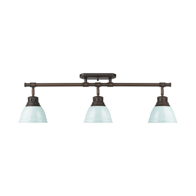 Yep by Golden Lighting Duncan 3-light Semi-Flush Mount in Rubbed Bronze and Seafoam shade - - Golden Lighting