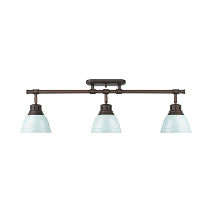 Yep by Golden Lighting Duncan 3-light Semi-Flush Mount in Rubbed Bronze and Seafoam shade - - Golden Lighting