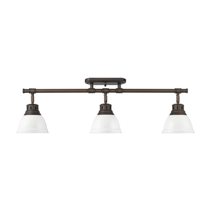 Yep by Golden Lighting Duncan 3-light Semi-Flush Mount in Rubbed Bronze and Matte White shade