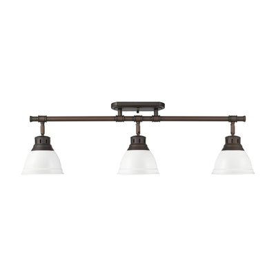 Yep by Golden Lighting Duncan 3-light Semi-Flush Mount in Rubbed Bronze and Matte White shade - - Golden Lighting