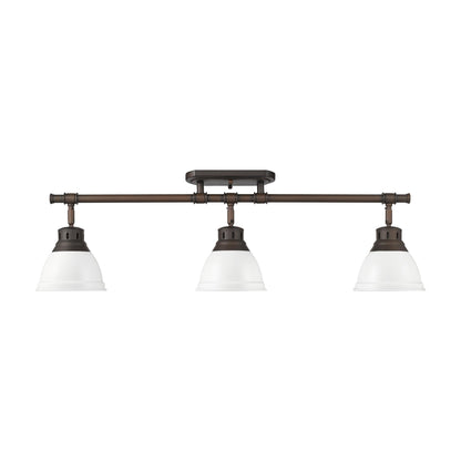 Yep by Golden Lighting Duncan 3-light Semi-Flush Mount in Rubbed Bronze and Matte White shade - - Golden Lighting