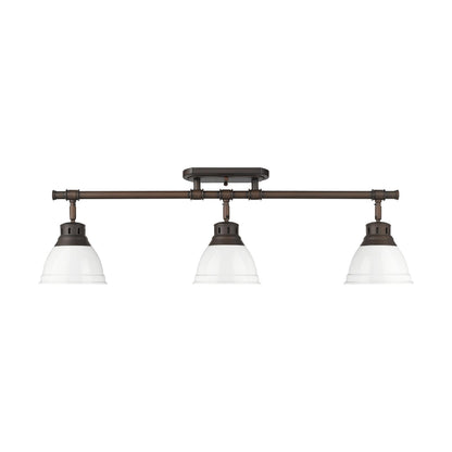 Yep by Golden Lighting Duncan 3-light Semi-Flush Mount in Rubbed Bronze and White shade - - Golden Lighting