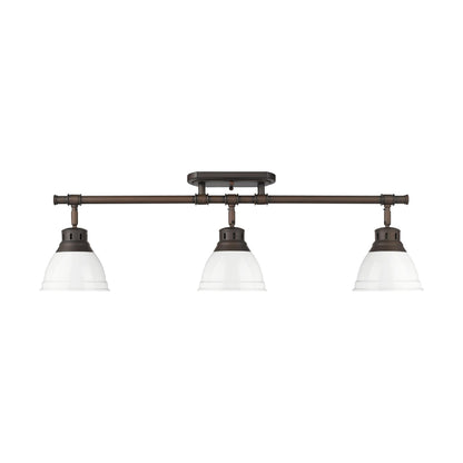 Yep by Golden Lighting Duncan 3-light Semi-Flush Mount in Rubbed Bronze and White shade - Default Title - Golden Lighting