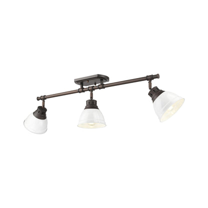 Yep by Golden Lighting Duncan 3-light Semi-Flush Mount in Rubbed Bronze and White shade - - Golden Lighting