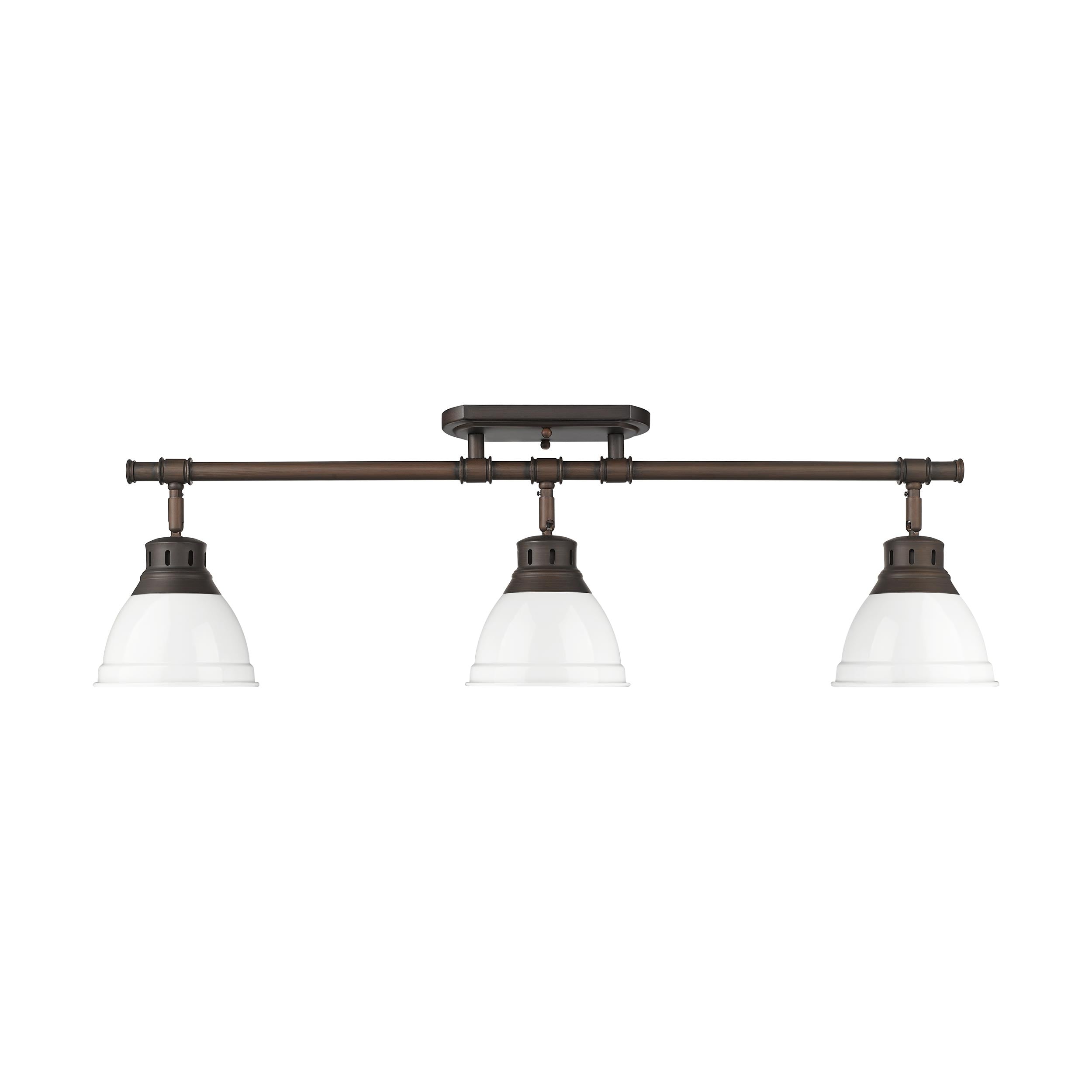 Duncan 3-Light Semi-Flush - Track Light in Rubbed Bronze with White - - Golden Lighting