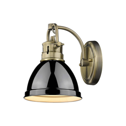 Yep by Golden Lighting Duncan 1-light Vanity in Aged Brass and Black shade - - Golden Lighting