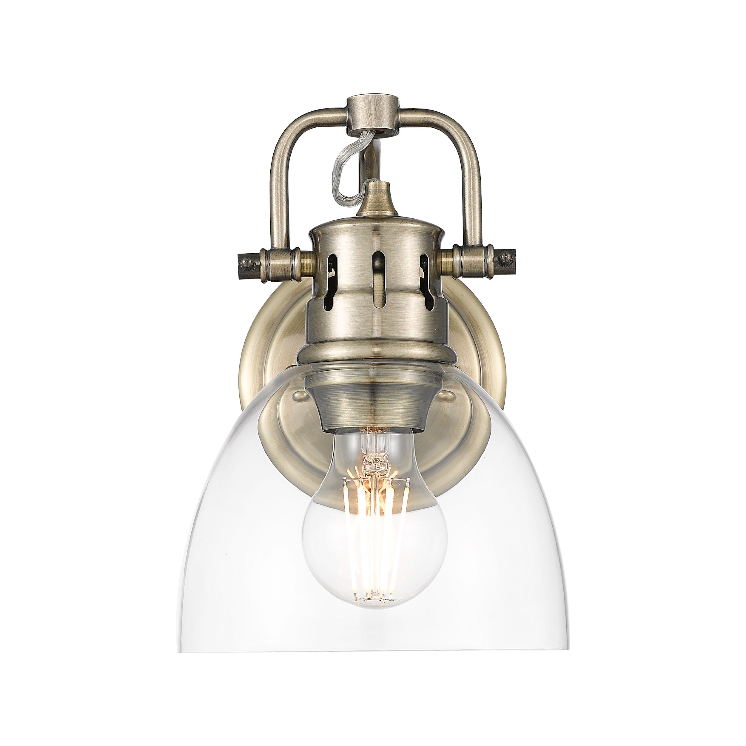 Yep by Golden Lighting Duncan 1-light Vanity in Aged Brass and Clear Glass - - Golden Lighting
