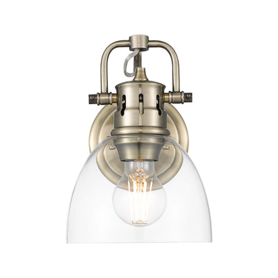 Yep by Golden Lighting Duncan 1-light Vanity in Aged Brass and Clear Glass - - Golden Lighting