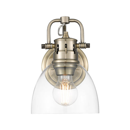 Yep by Golden Lighting Duncan 1-light Vanity in Aged Brass and Clear Glass - - Golden Lighting
