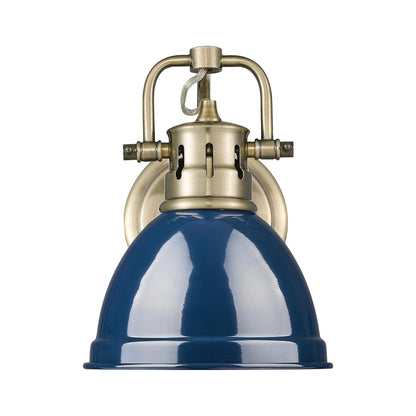Yep by Golden Lighting Duncan 1-light Vanity in Aged Brass and Navy Blue shade - - Golden Lighting