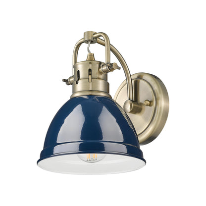 Yep by Golden Lighting Duncan 1-light Vanity in Aged Brass and Navy Blue shade - - Golden Lighting