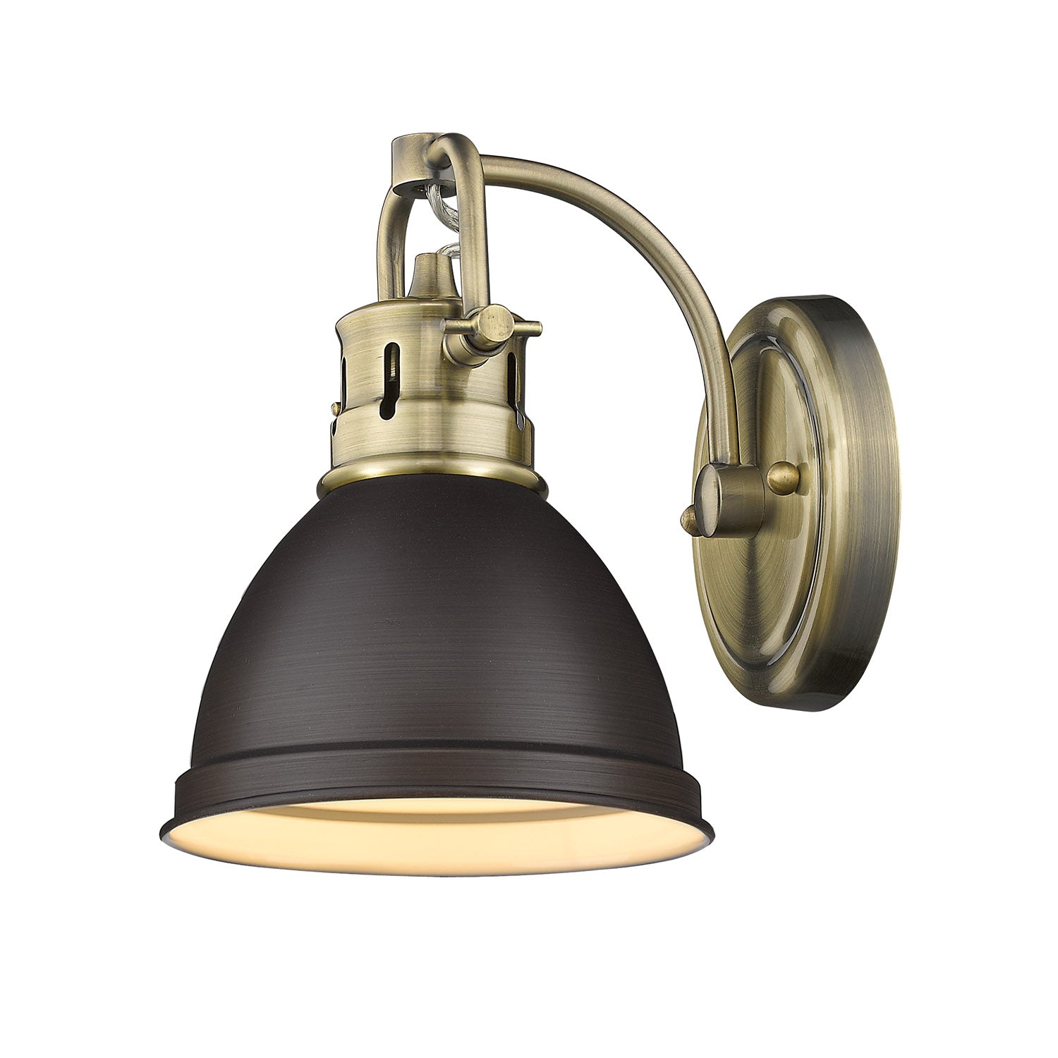 Yep by Golden Lighting Duncan 1-light Vanity in Aged Brass and Rubbed Bronze shade - - Golden Lighting
